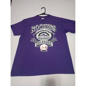 Colorado Rockies Shirt Vintage 90s Large Contender Single Stitch Purple Retro